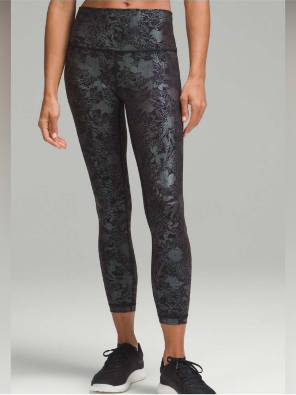 Lululemon Wunder Under High-Rise Tight 24" Shine Sz 6 Flourish Black Iridescent